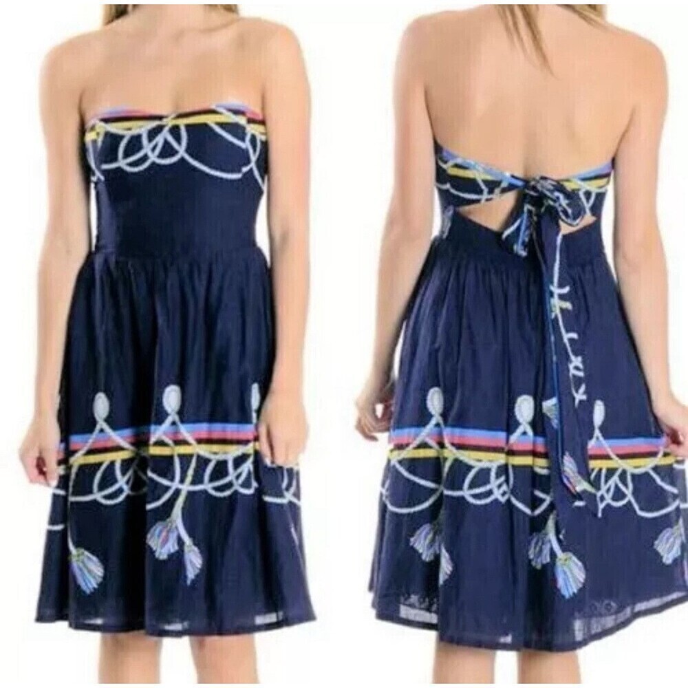 Anthropologie Wakana Koike Mini Dress Roped In Nautical 2 Strapless Midi Bow